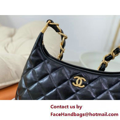 Chanel Shiny Lambskin  &  Gold-Tone Metal Hobo handBag black AS4912 2025